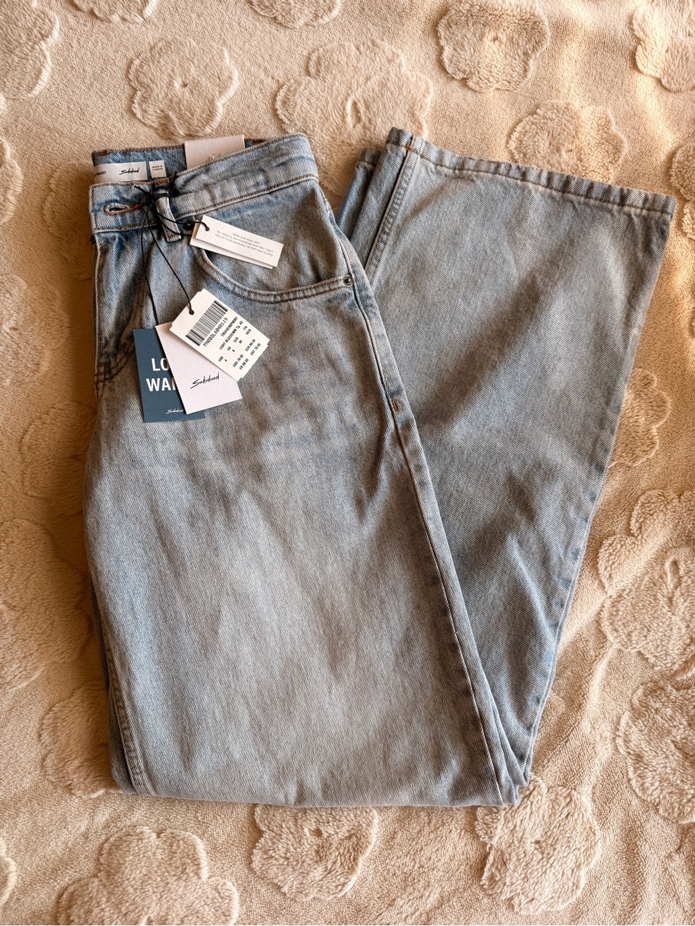 Subdued low rise baggy jean